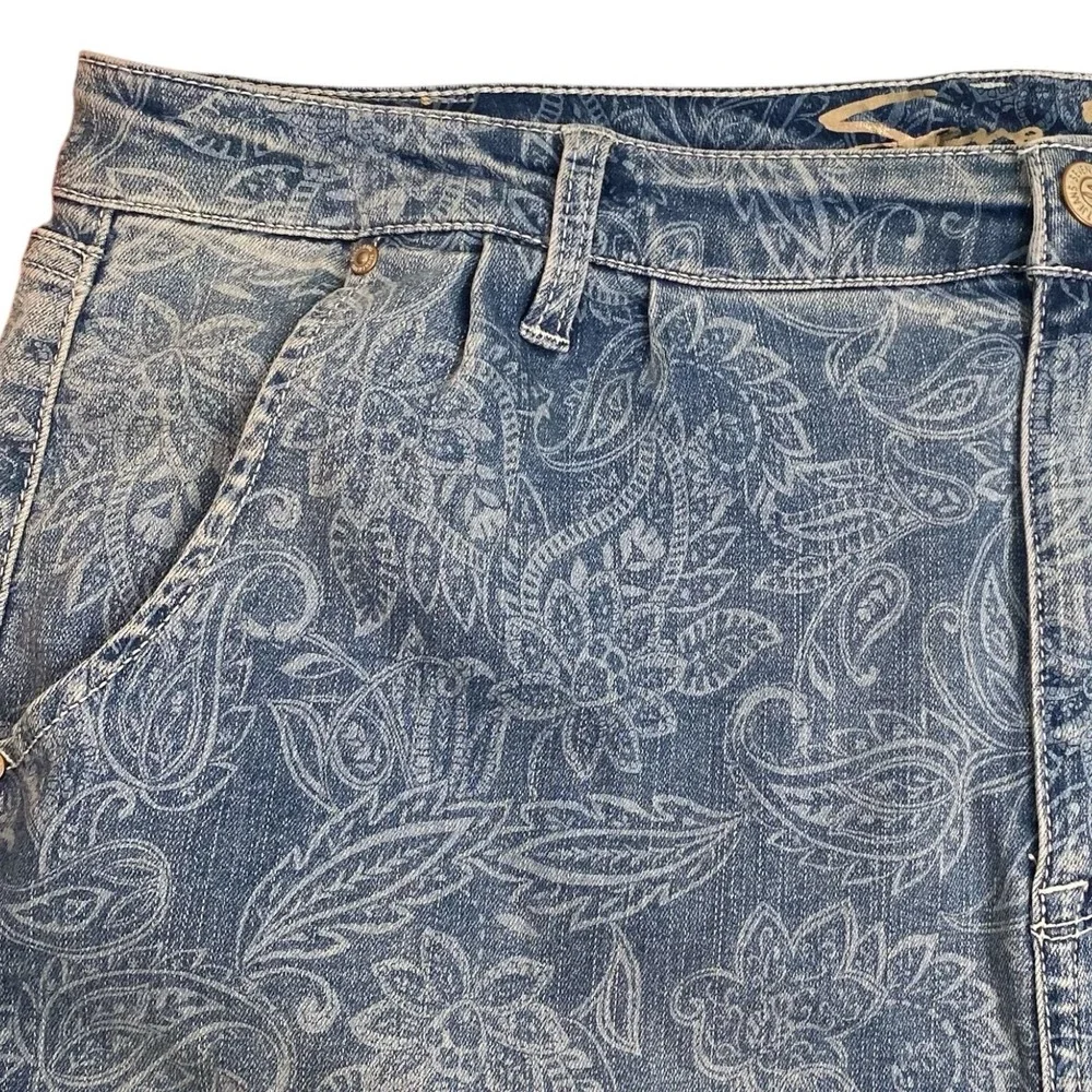 Seven 7 Denim Mini Skirt Womens Size 16‎ Delancey Paisley Print Boho Stretch 337